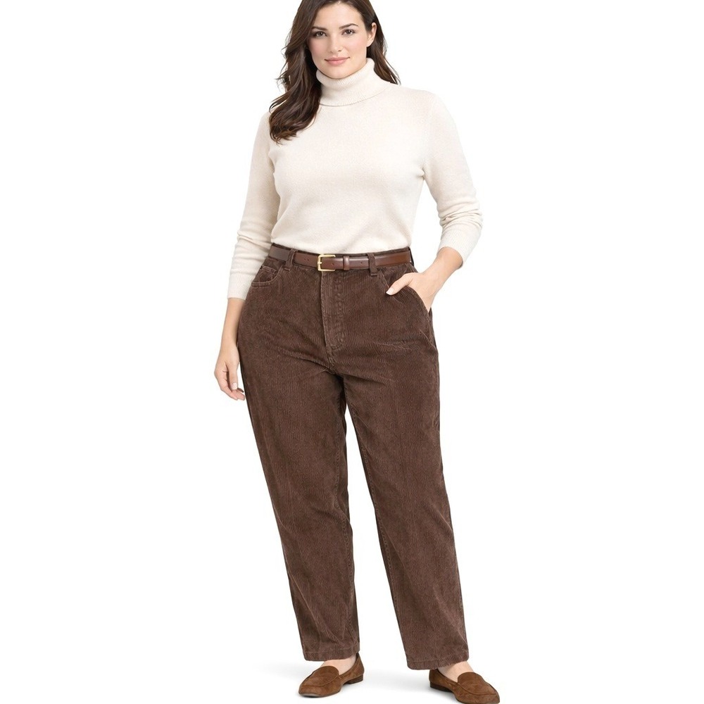 Y2K VTG LRL Ralph Lauren Brown Corduroy Pants Women Plus 22W Dark Academia Cords
